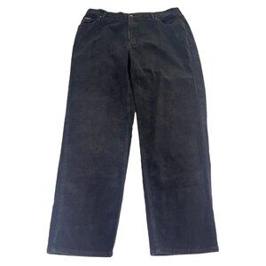 Lauren Jeans Co Corduroy Trouser Pants Women's Sz 34W Black Stretch Straight Leg